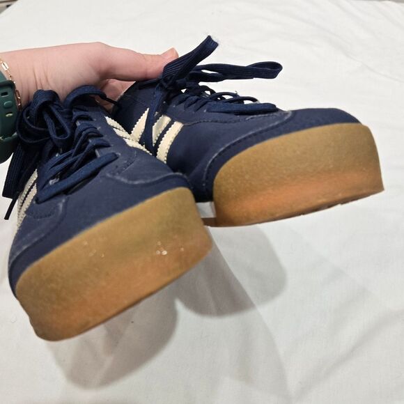 ADIDAS Samoa Mens Sz 11 Navy Blue & White w Gum Soles Gold Condition - Picture 2 of 8